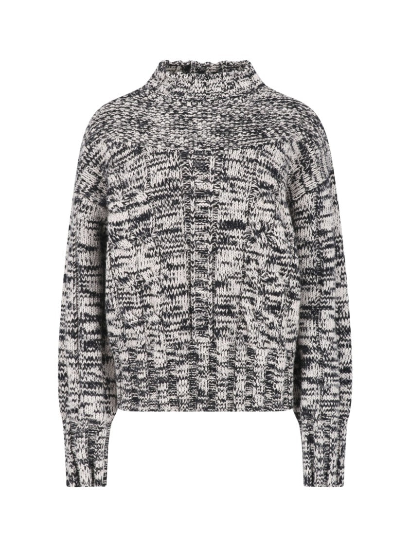 Malo High-Neck Knitted Sweater In Virgin Wool And Cashmere Blend