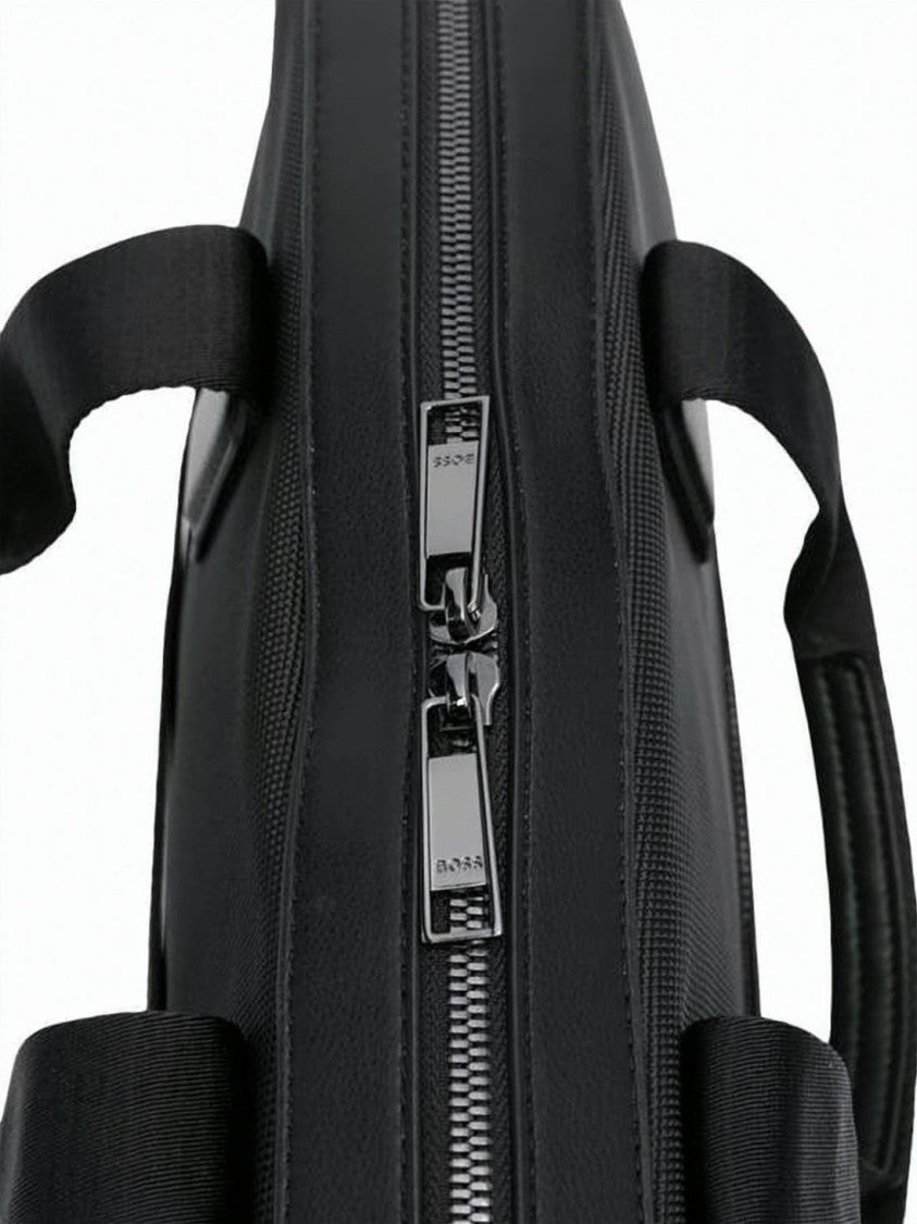 Hugo Boss Minimalist Black Recycled Polyester Shoulder Bag