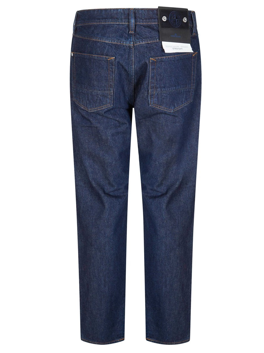 Stone Island Indigo Denim Rised Finish Trousers