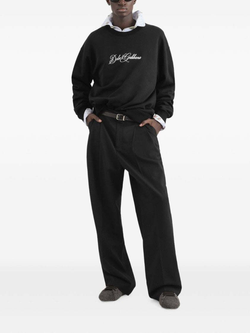 Dolce & Gabbana Black Relaxed Fit Script Logo Sweater
