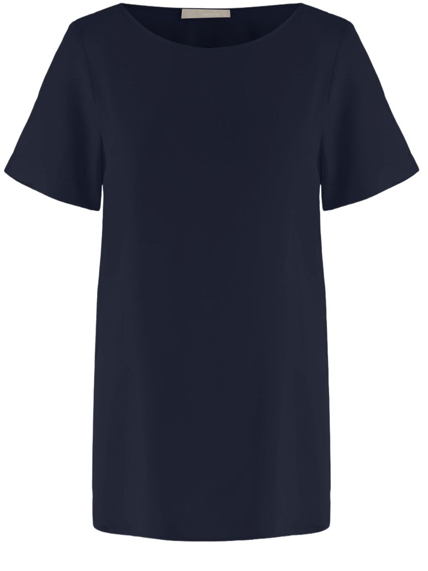Allude Silk T-Shirt With Curved Hem And Side Slits