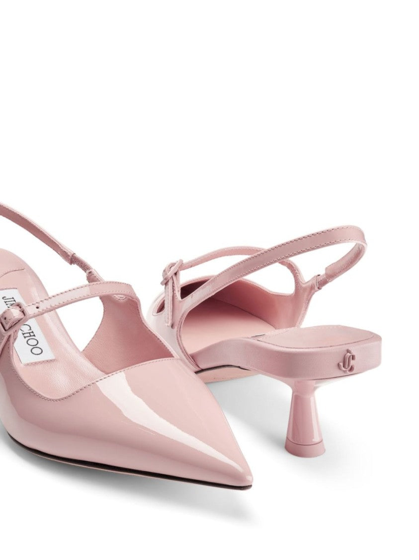 Jimmy Choo Pointed Toe Slingback Heels With Patent Finish