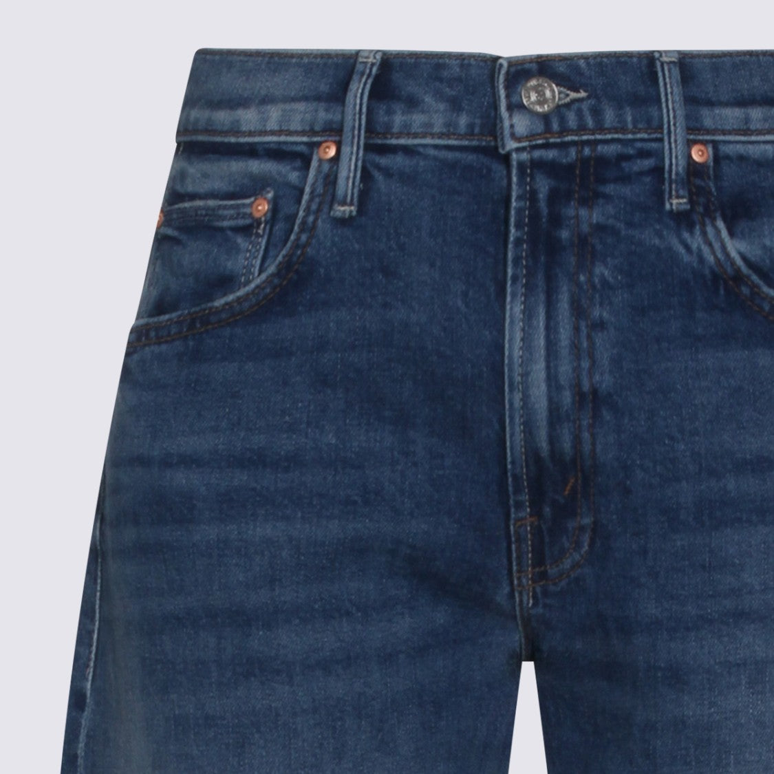 Mother Straight-Leg Blue Jeans