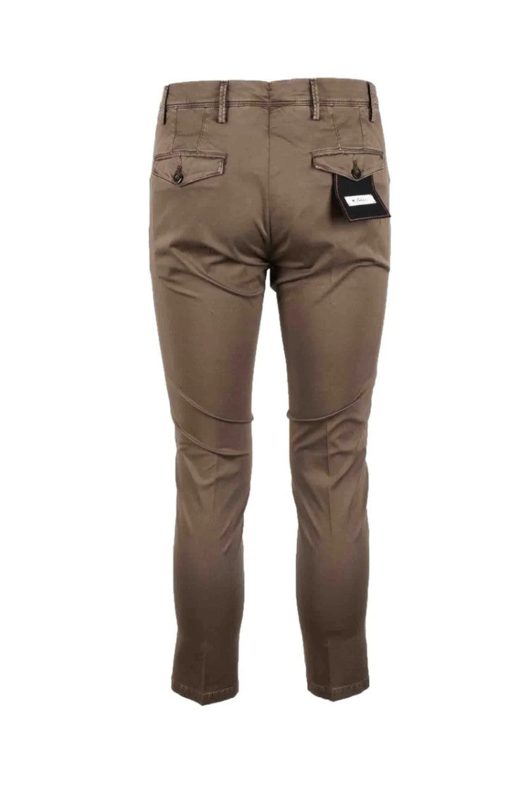 Michael Coal Slim Fit Brown Stretch Cotton Trousers With Classic Design