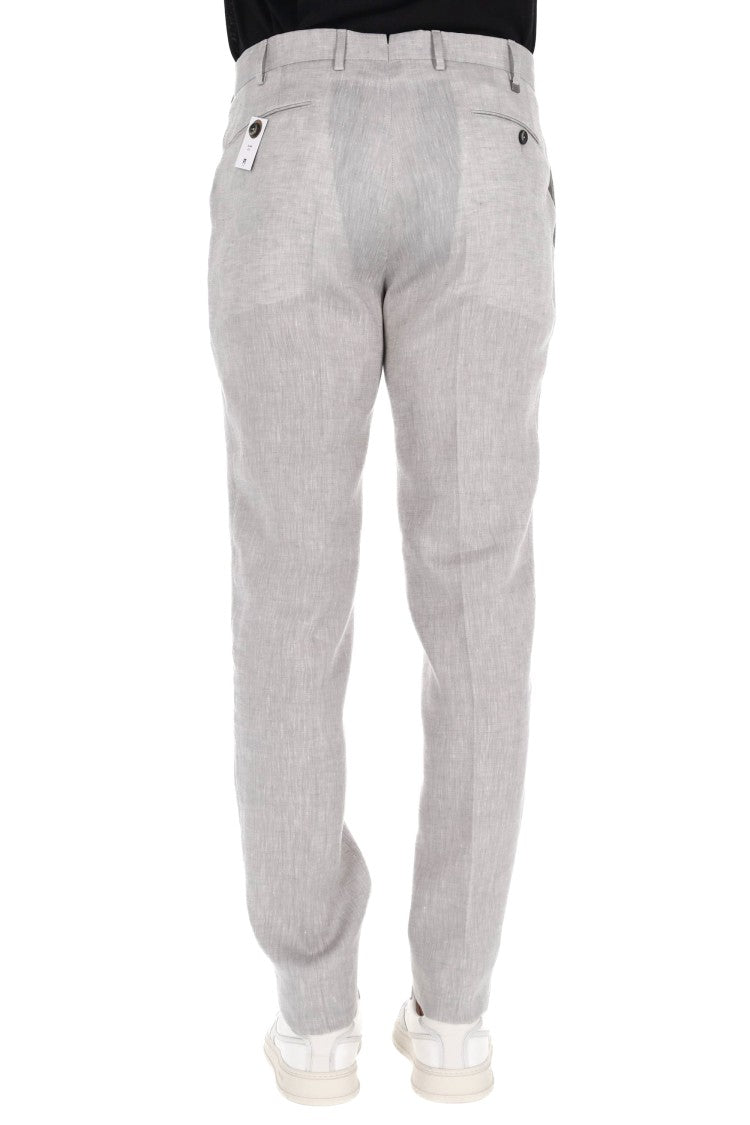 Pt Torino Slim Fit Pure Linen Trousers