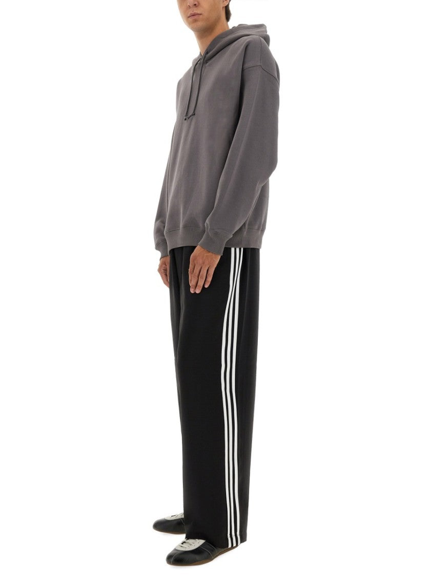 Y-3 Relaxed Fit Grey Hoodie With Bold Y-3 Graphics