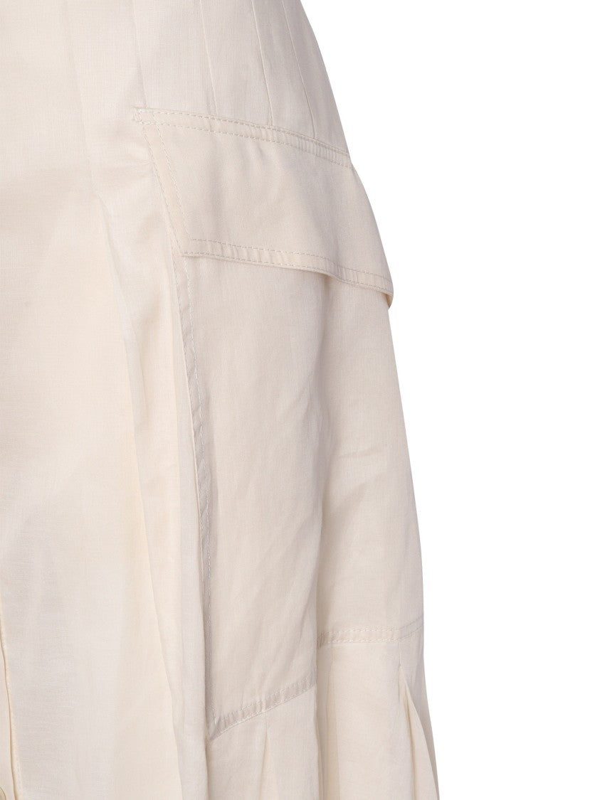 Alberta Ferretti Flowing Beige Skirt With Button-Down Front