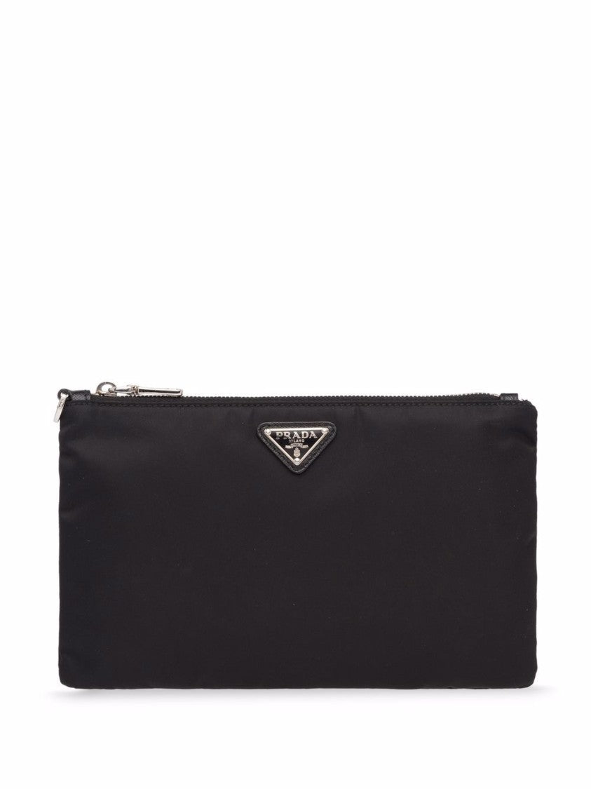 Prada Rectangular Clutch Bag With Silver Zipper