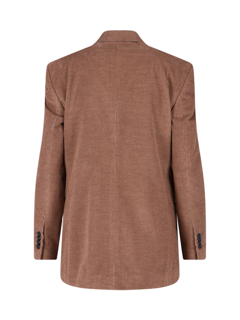 Lardini Double-Breasted Velvet Blazer With Sharp Lapel