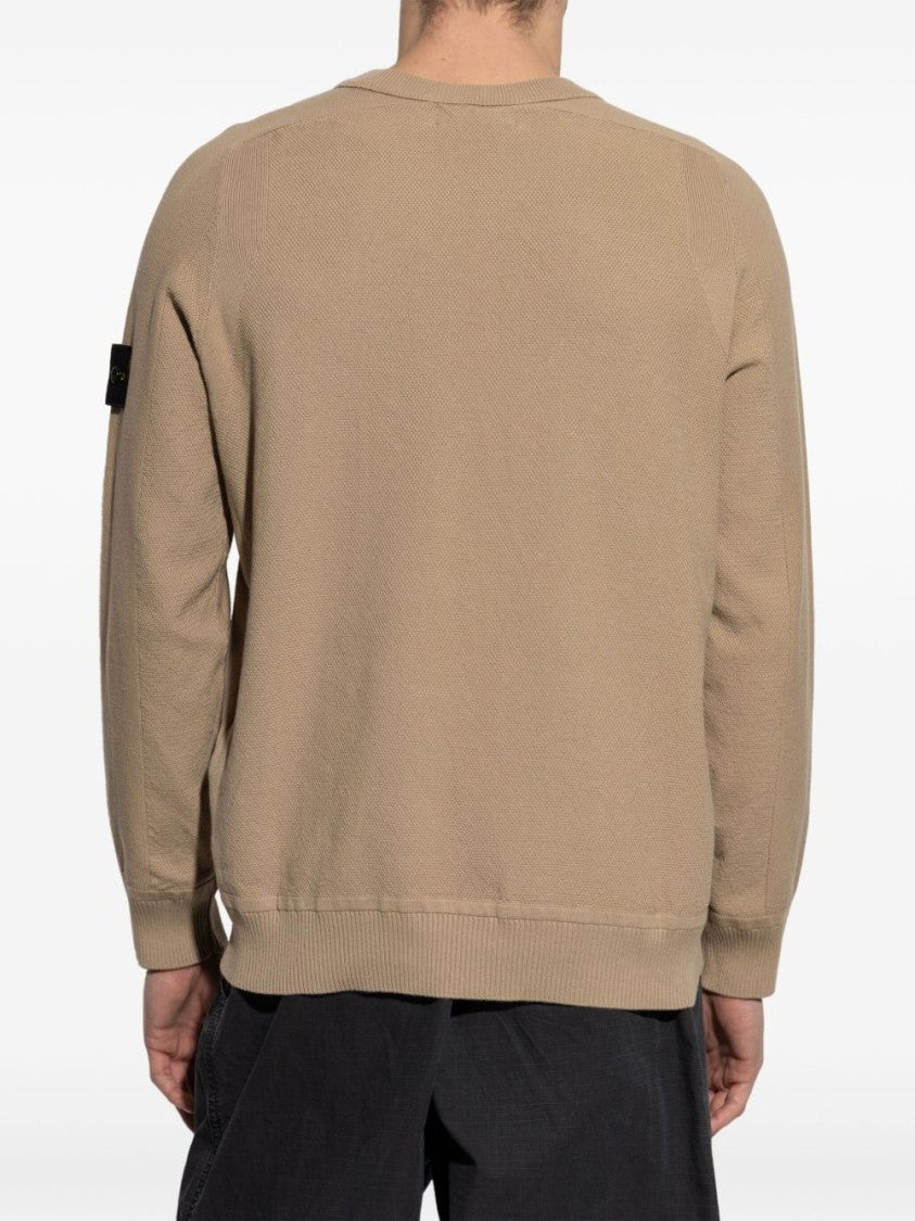 Stone Island Textured Knit Sweater With Classic Crew Neck