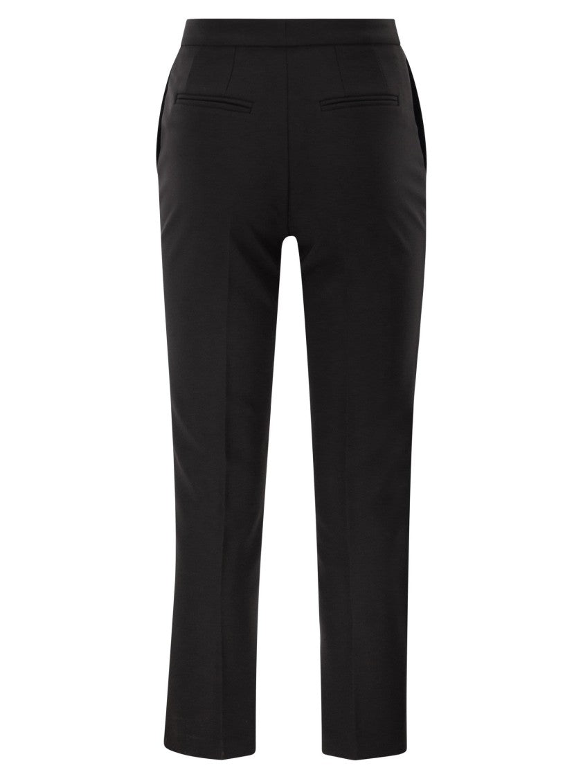 Elisabetta Franchi Lightweight Crepe Trousers With Charm Logo
