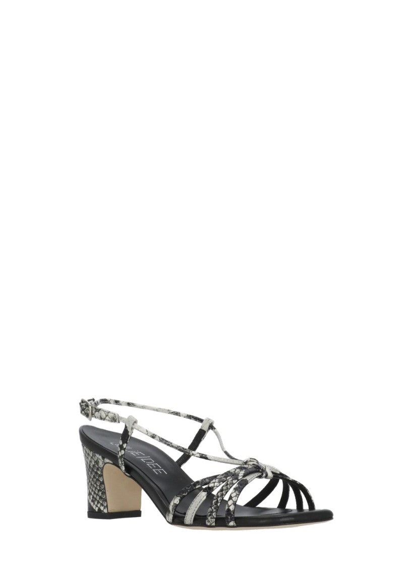 Juilie Dee Black Snake Print Wide Heel Sandals