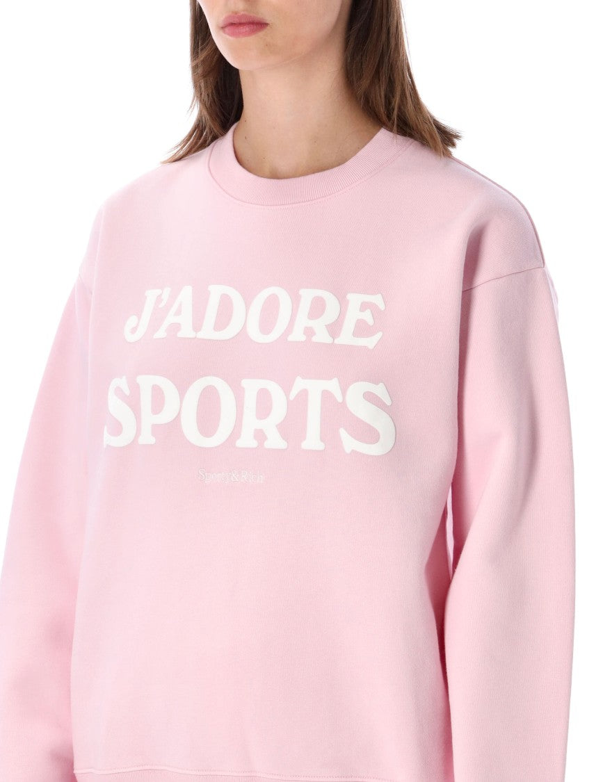 Sporty And Rich J'adore Pastel Pink Bold Typography Sweatshirt