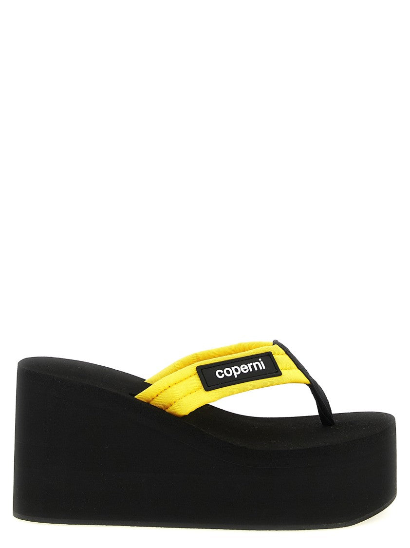 Coperni Wedge Thong Sandals With Padded Bright Yellow Straps