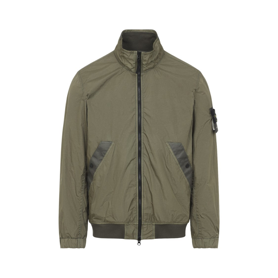 Stone Island High Collar Green Polyamide Casual Jacket