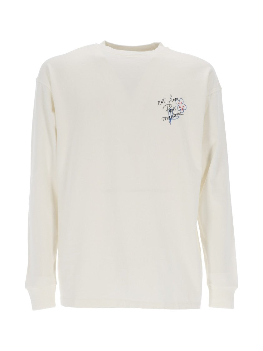 Drôle De Monsieur White Esquisse Slogan Long T-Shirt