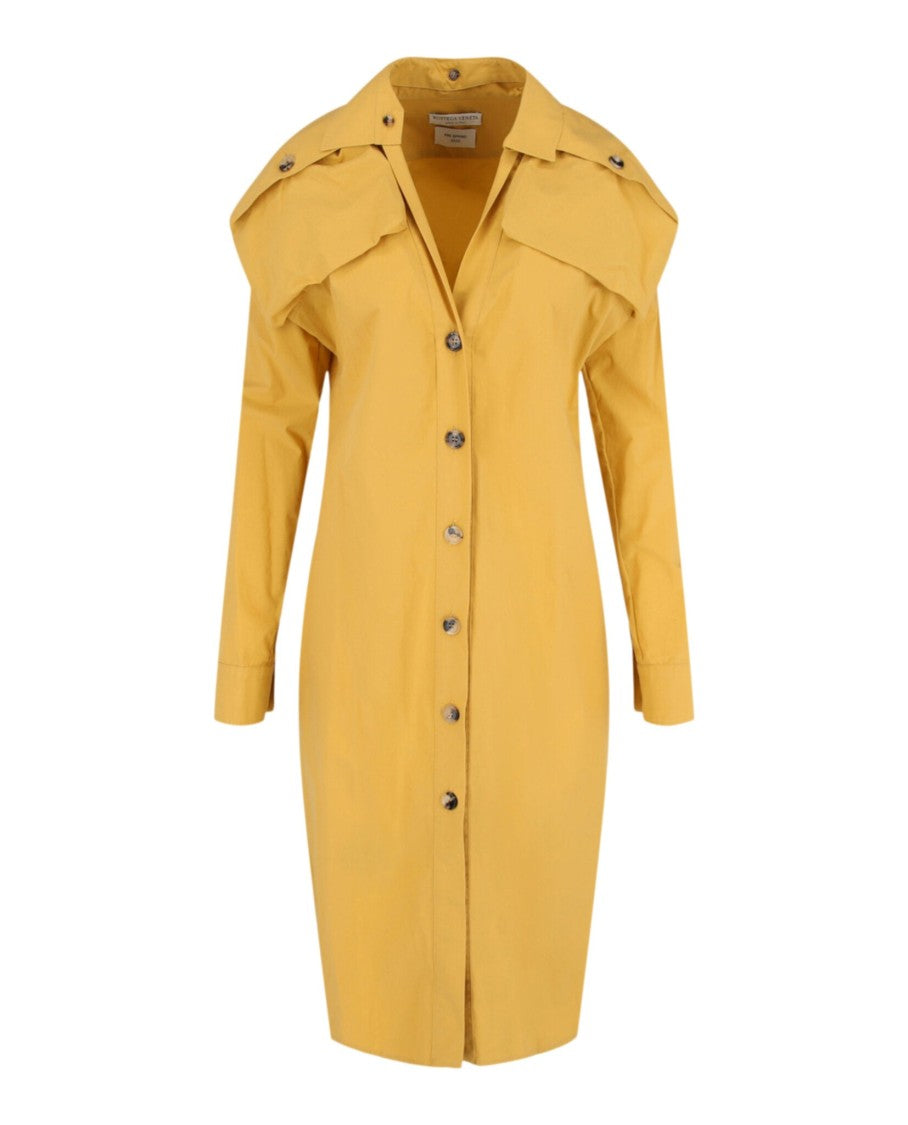 Bottega Veneta Fitted Shirt Dress With Collared Neckline And Oversized Pockets