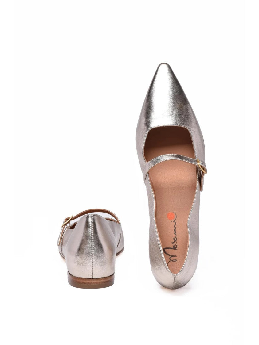 Masami Beige Pointed-Toe Smooth Leather Flats