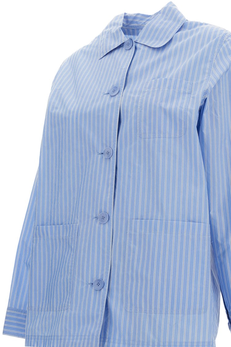 Irie' Light Blue Striped Jacket With Classic Collar