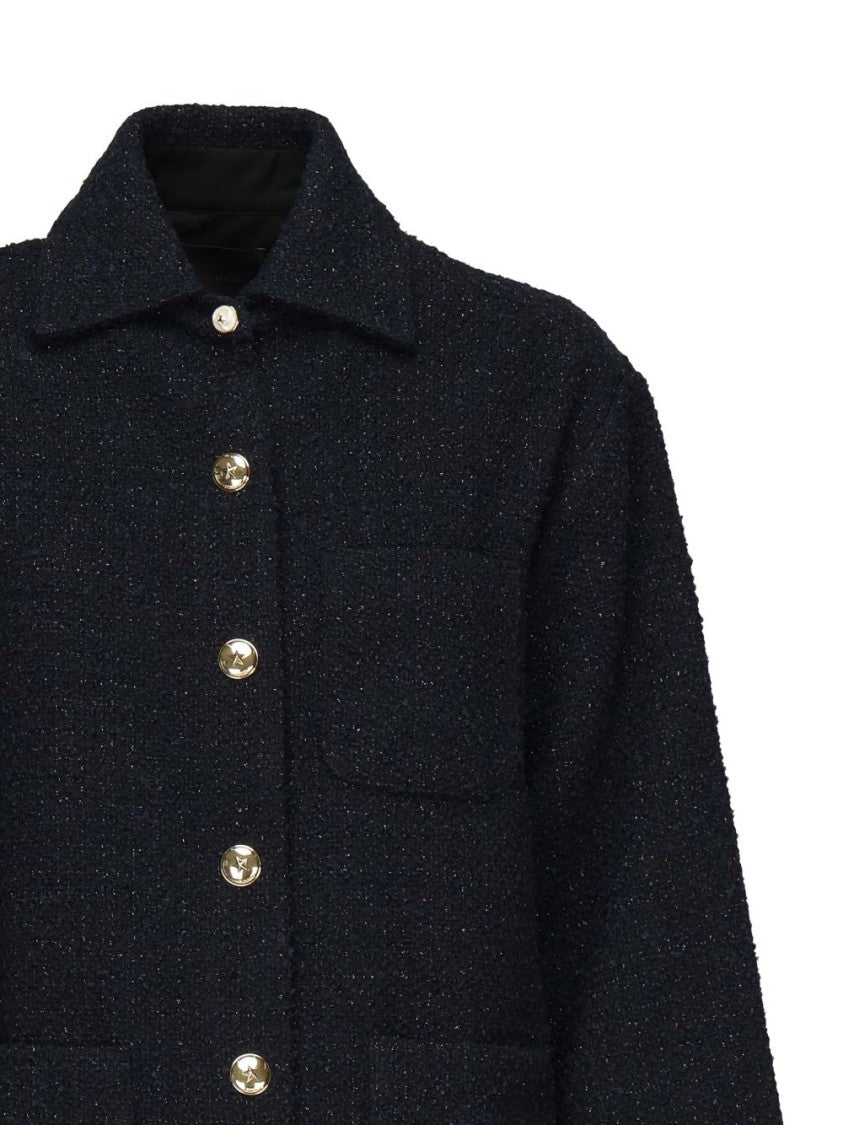 Pinko Navy Blue Oversized Blazer With Gold Buttons