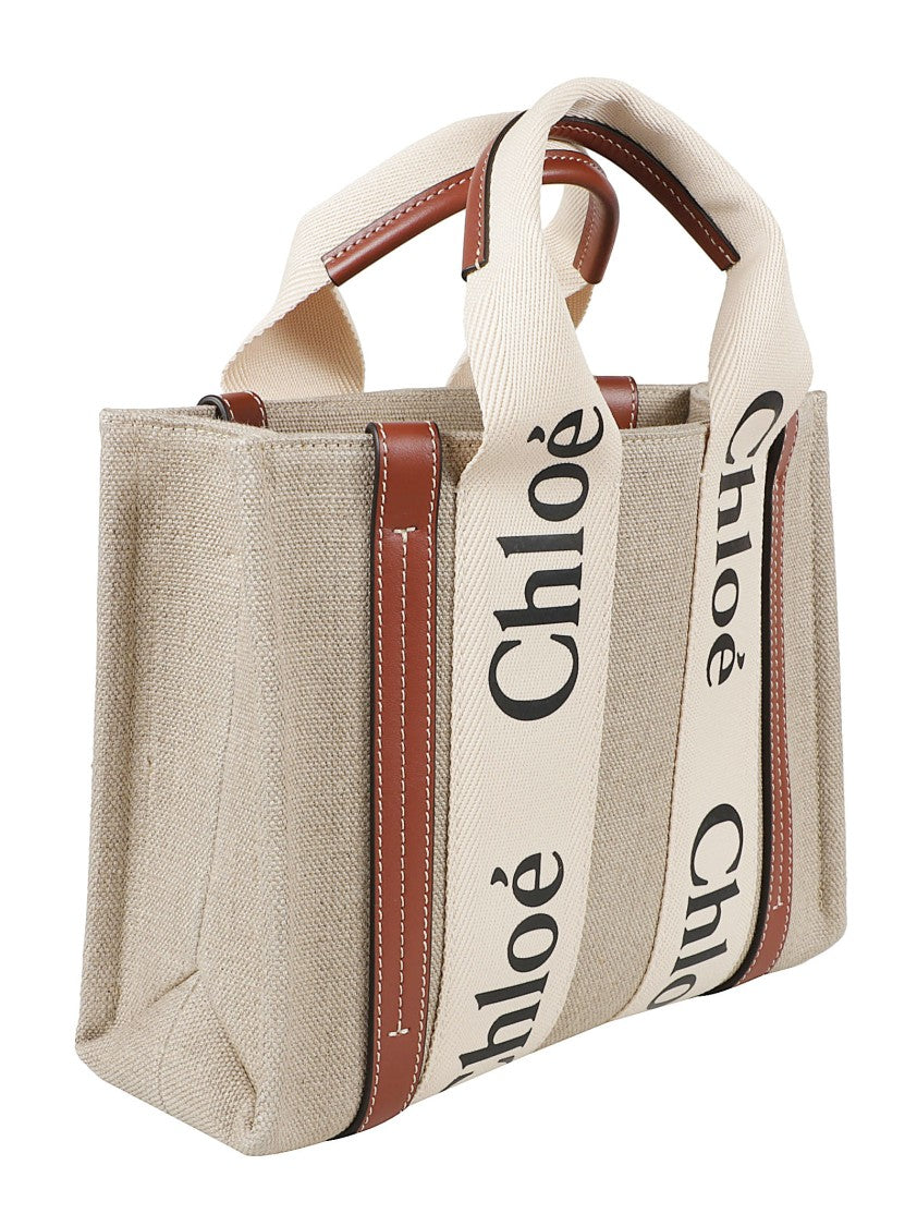 Chloé Structured Tote Bag With Textured Linen Fabric
