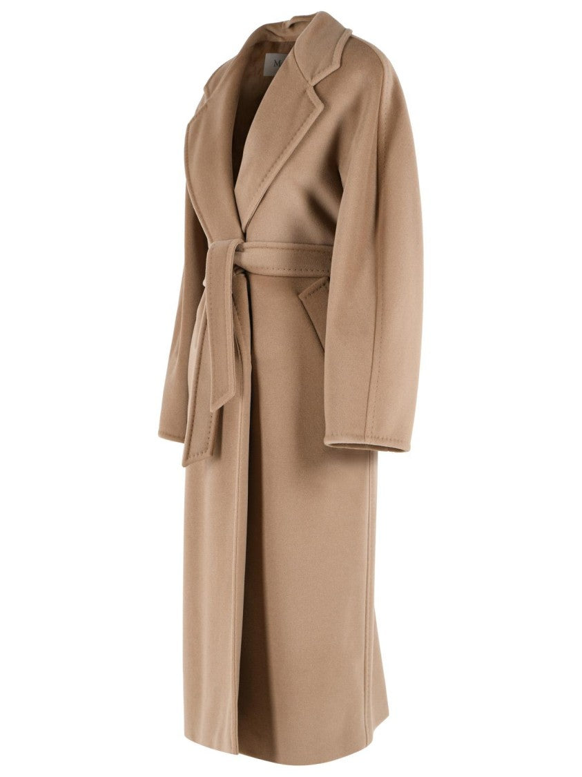 Max Mara Madame' Virgin Wool And Brown Cashmere Coat