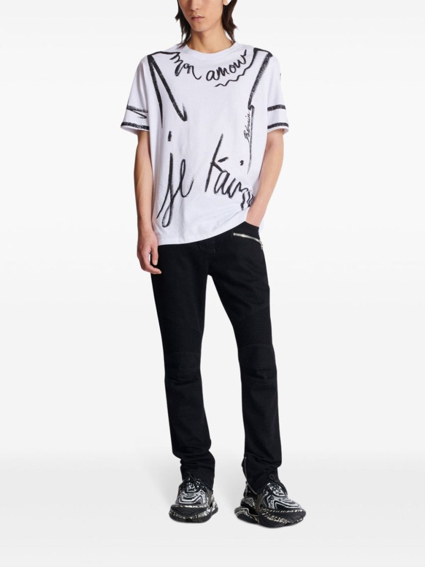 Balmain Cotton Blend Black Denim Jeans With Multi-Pocket Design