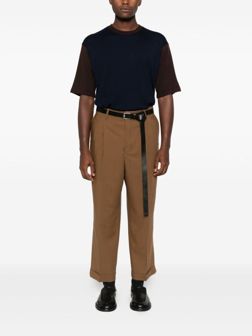 Lanvin Navy Blue Colour-Block Short Sleeve T-Shirt