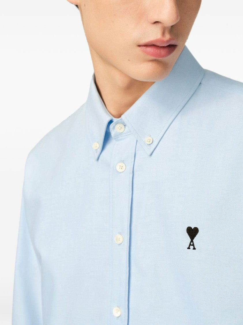 Ami Paris Button-Down Shirt With Embroidered Heart Detail