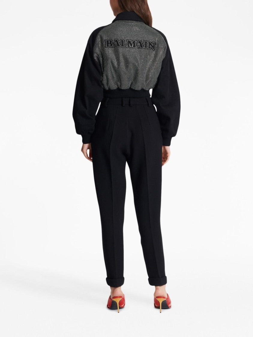 Balmain High-Waisted Tapered-Leg Trousers With Cuffed Hems