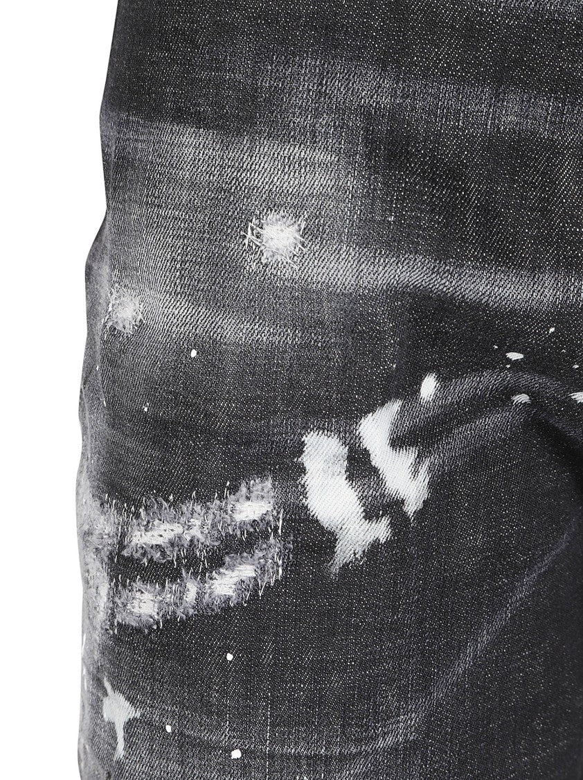 Dsquared2 Distressed Black Jeans With Tapered Fit