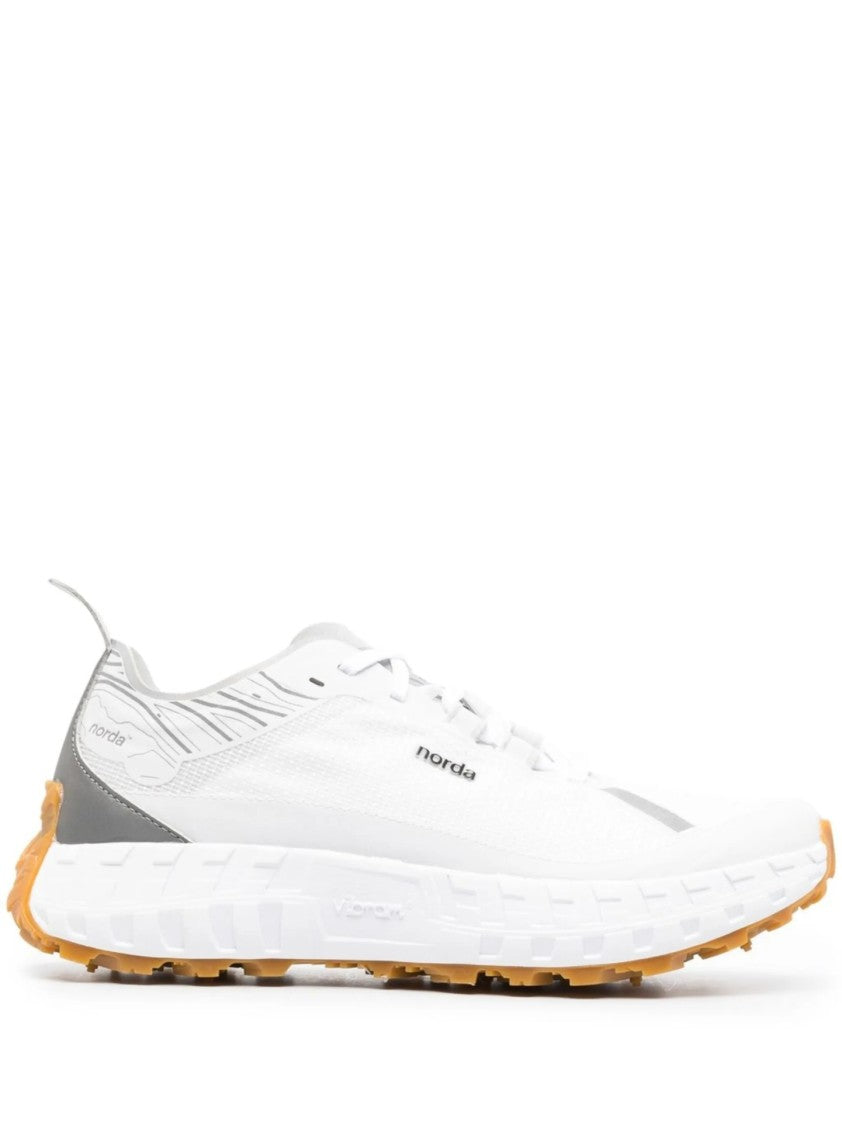 Norda Textured Sole White Flats With Subtle Branding