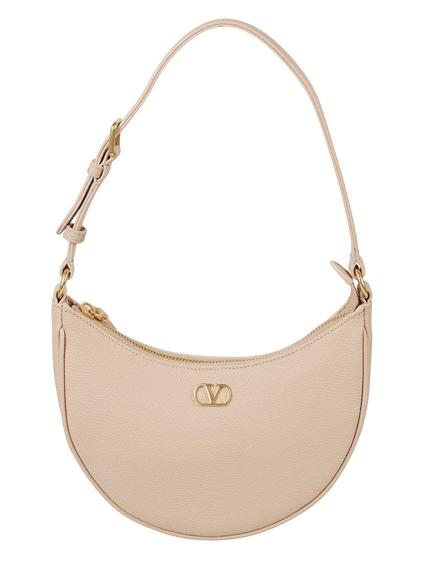 Valentino Garavani Crescent-Shaped Handbag In Textured Calf Leather