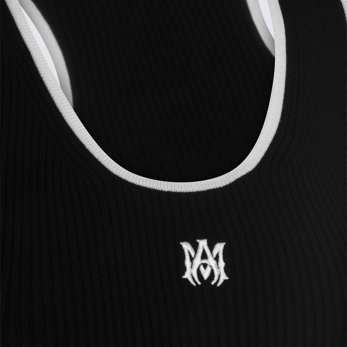 Amiri Fitted Black Mini Dress With Ribbed Texture