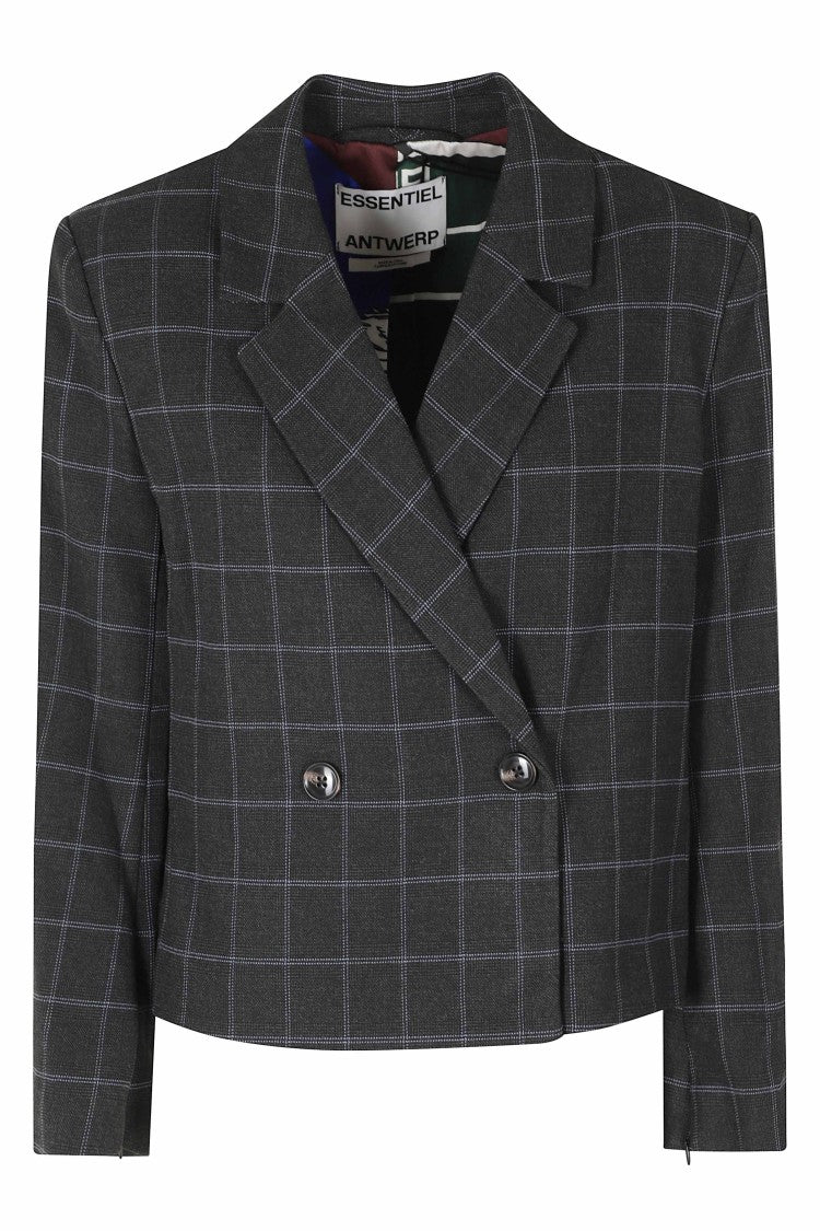 Essentiel Antwerp Gray Kiana Boxy Cropped Recycled Polyester Blazer