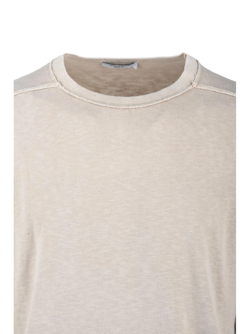 Wool & Co Beige Crewneck Cotton Sweater
