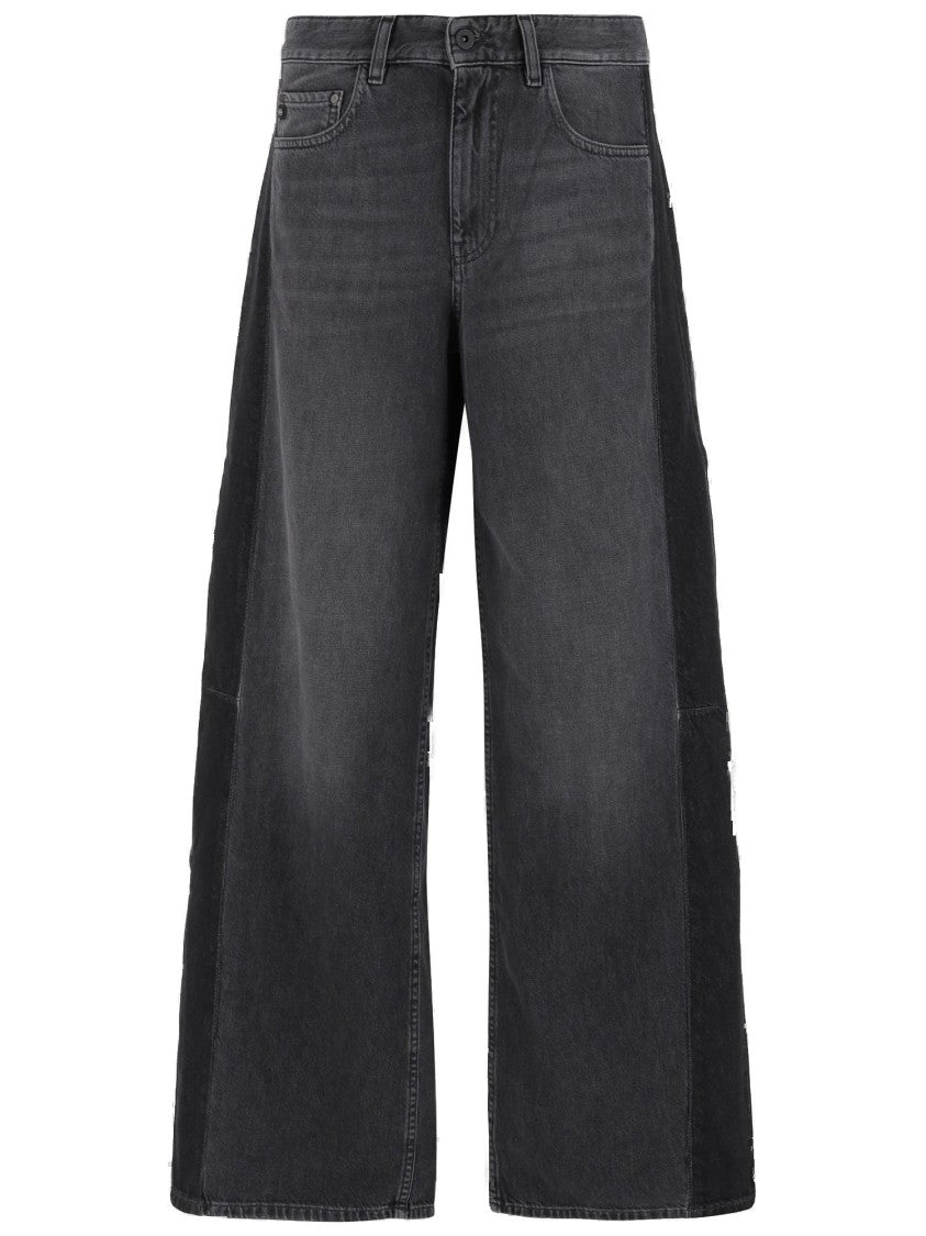 Ag Jeans Wide Fit Dark Grey Jeans With Five-Pocket Design And Belt Loops