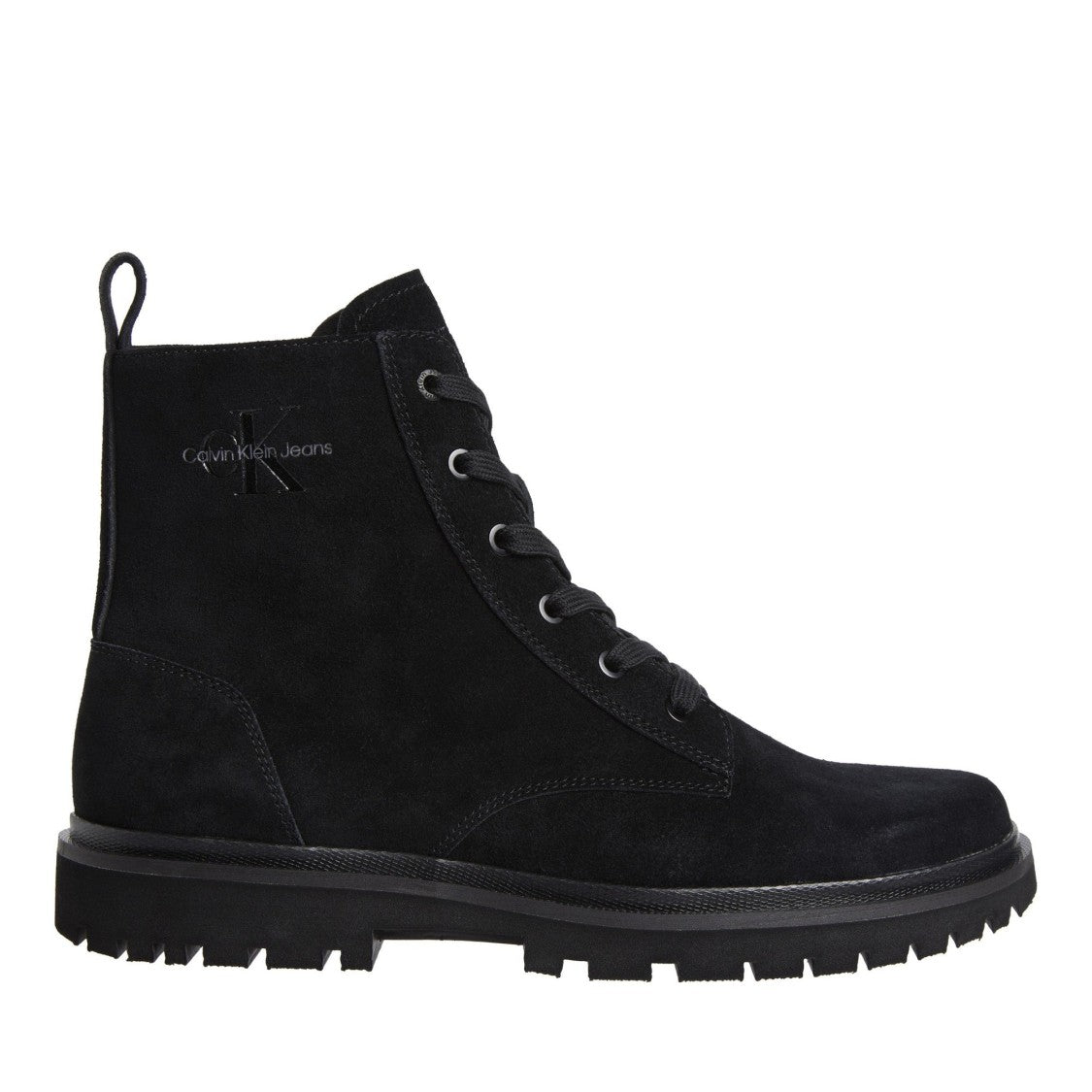 Calvin Klein Jeans Black Durable Sole Lace Closure Suede Ankle Boots