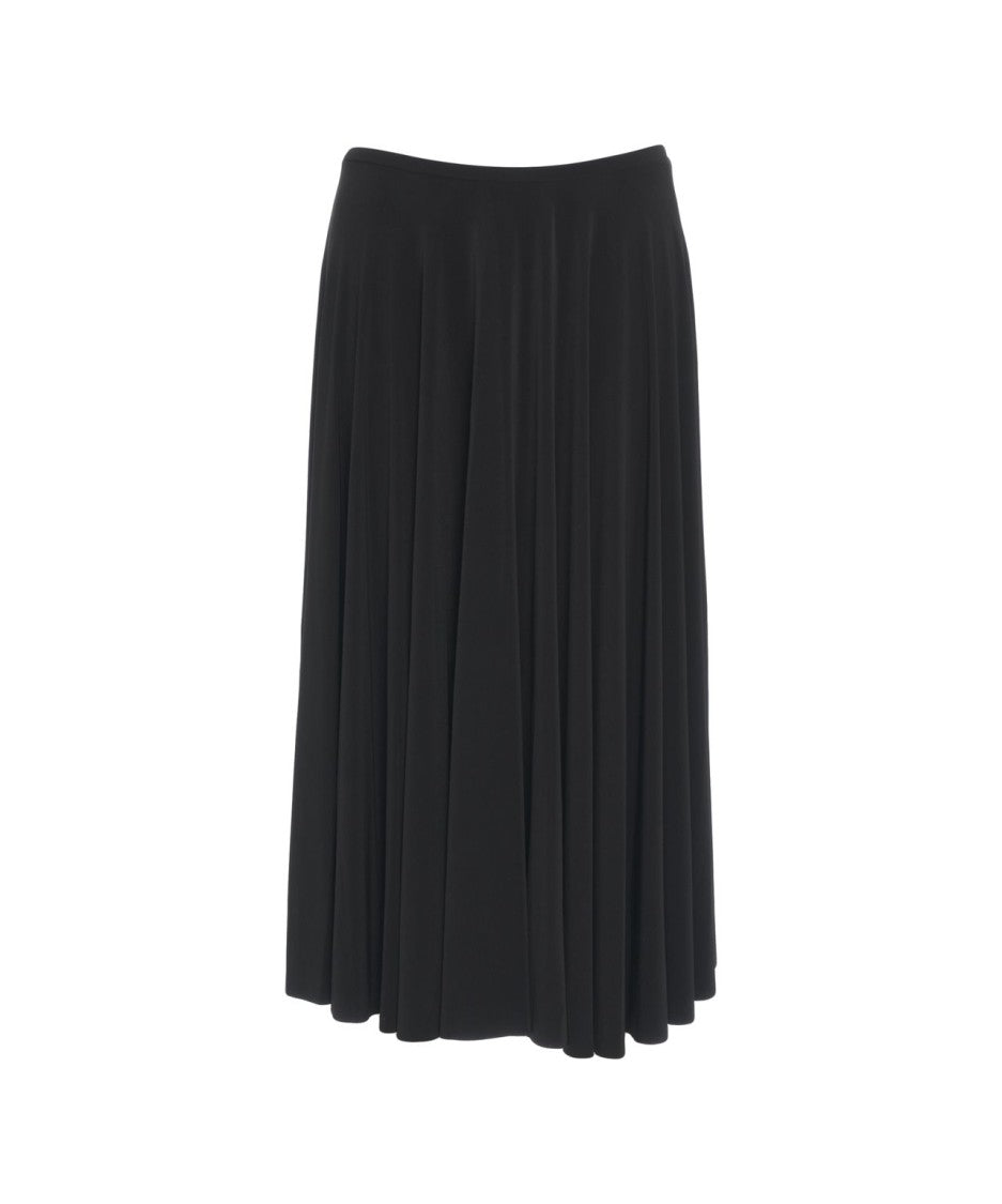 Norma Kamali A-Line Midi Skirt With Pleated Design And Elastic Waistband