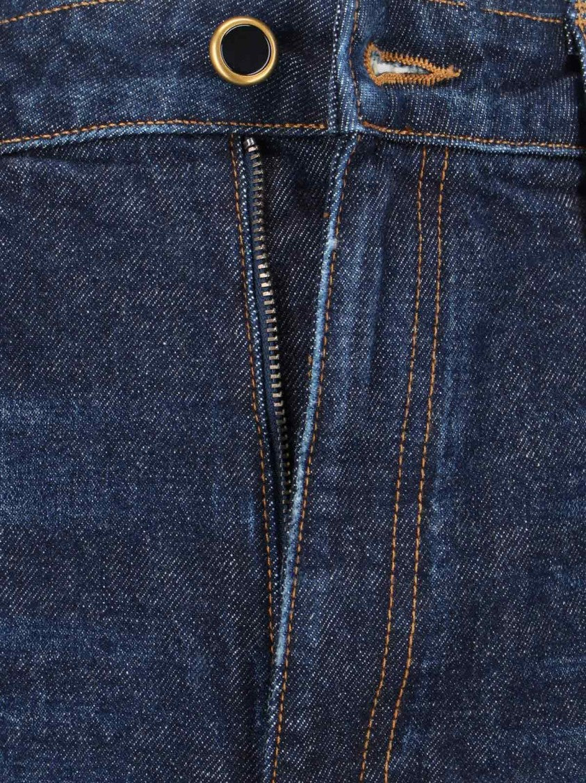 Khaite Blue High-Waisted Bootcut Denim Jeans