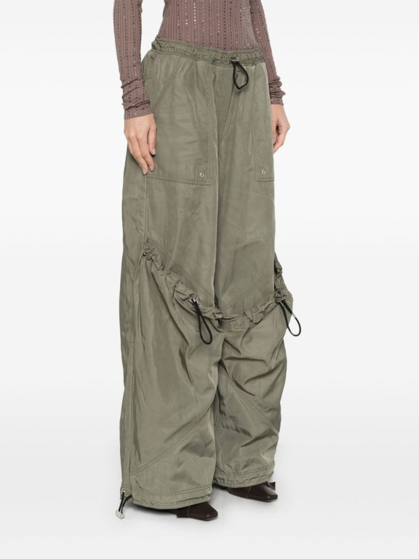 The Attico Olive Green Trousers With Drawstring Waistband