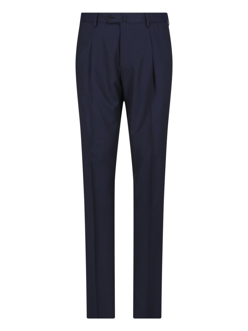 Caruso Navy Blue Double-Breasted Wool-Silk Suit