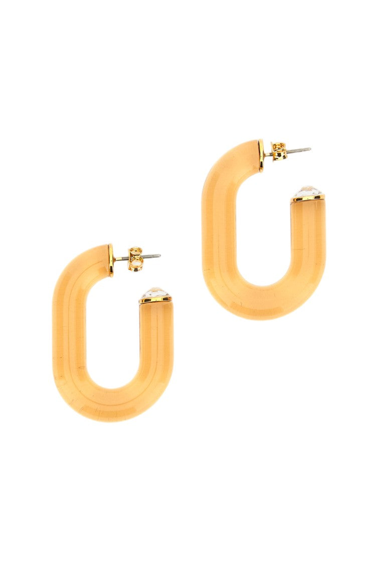 Rabanne Gold Translucent Resin Crystal U-Shaped Earrings