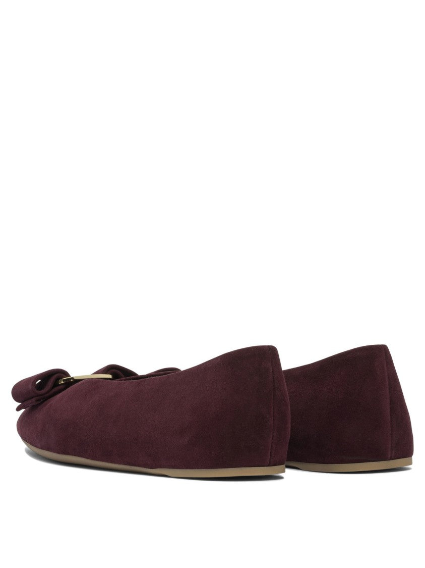 Ferragamo Bordeaux Leather Ballerinas