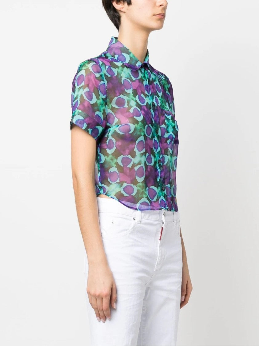 Dsquared2 Semi-Transparent Abstract Print Shirt