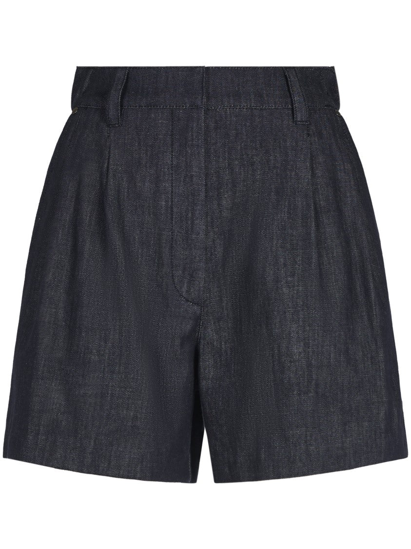 Brunello Cucinelli High-Waisted Denim Shorts With Tailored Pleats