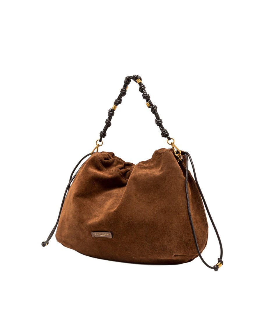 Gianni Chiarini Morgana Suede Ruffled Shoulder Bag