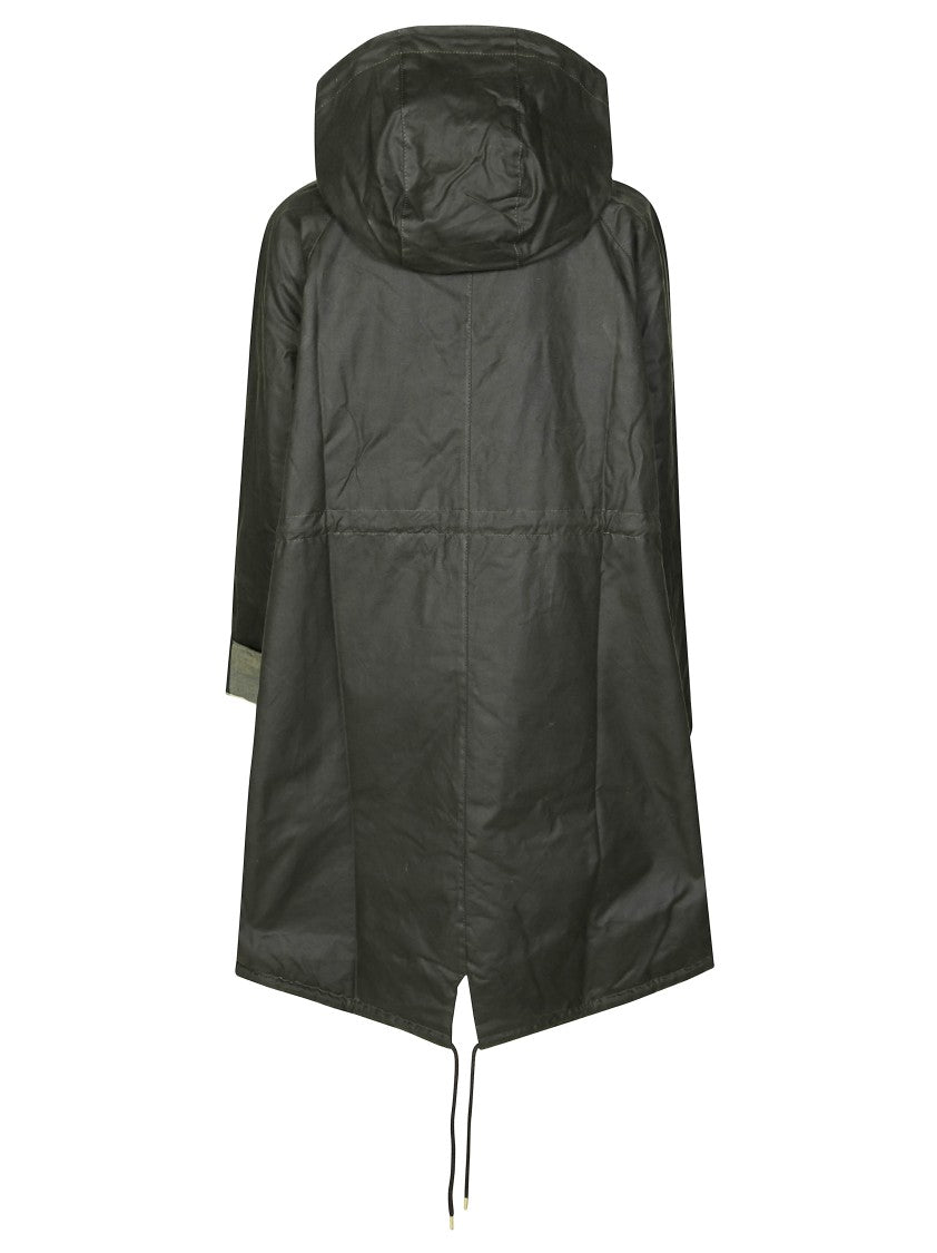 Barbour Mid-Length Waxed Cotton Parka With Adjustable Hood