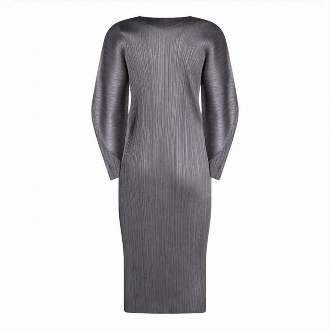 Pleats Please Pleated Midi Dress With Volume Sleeves And Sheen