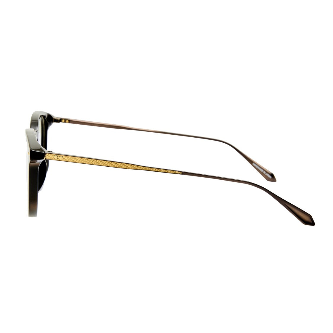 Linda Farrow Rounded Frame Eyeglasses With Textured Gold Titanium Temples